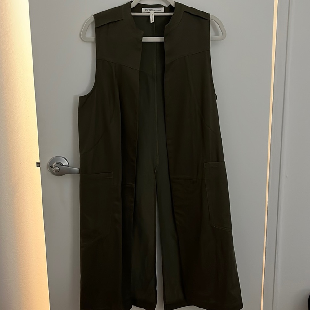 Olive green long vest
